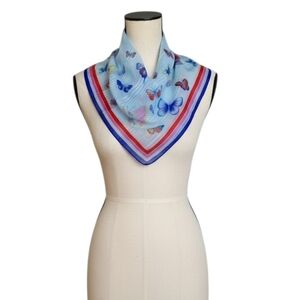 Vintage Made in Italy Butterfly Chiffon Scarf by Auteuil Fabrics 26x26